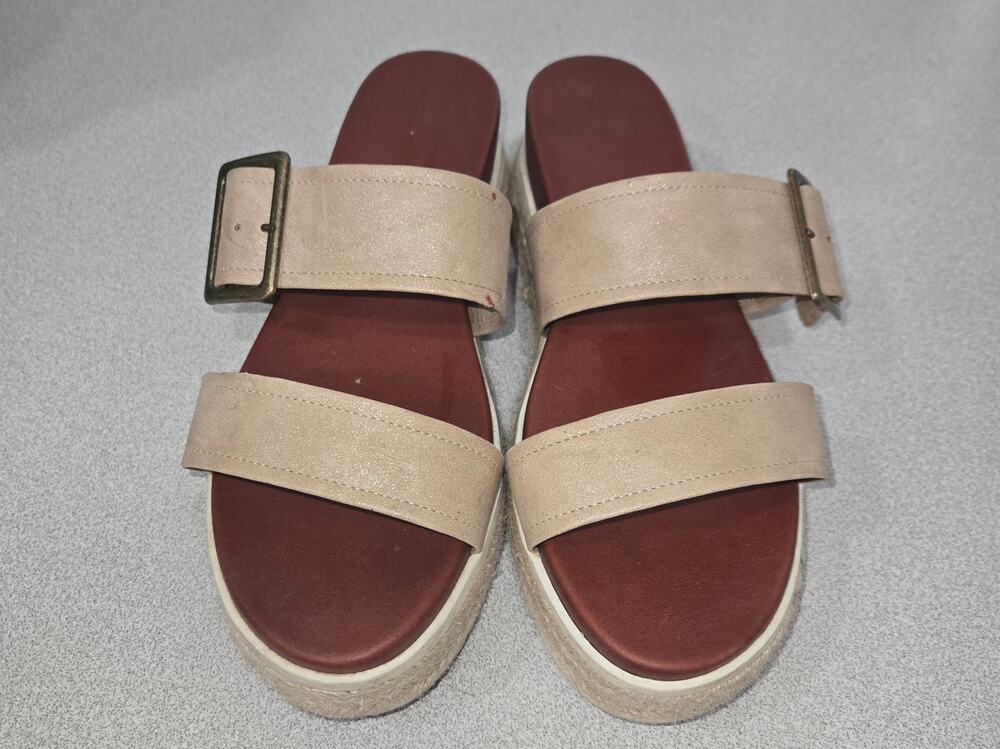Mia Kika Dusty Gold Woman's Sandal 2.3 Espadrille Heel Size 10